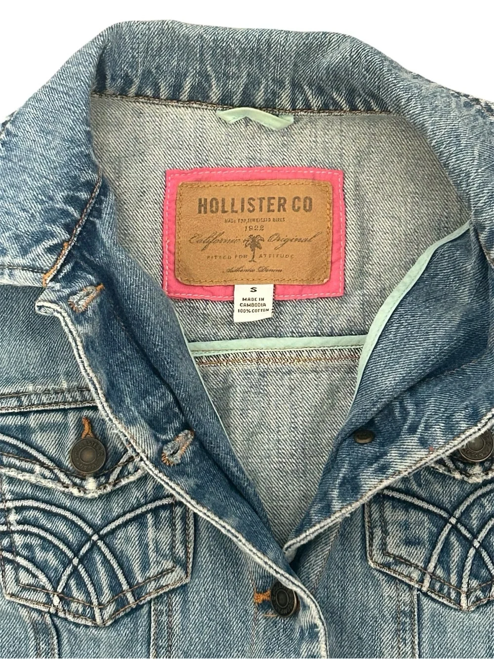 Vintage Y2K Cropped Hollister Denim Jacket Size Small